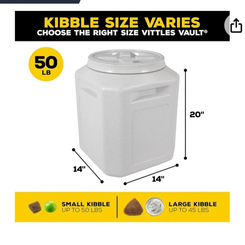 Gamma2 Vittles Vault Dog Food Storage Container 50 Pound Capacity Secure Seal